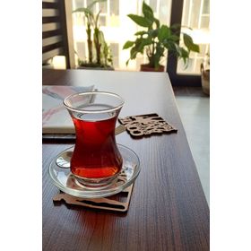 Artikel 0122 6'lı Coffe Time Desen Kesimli Ahşap Bardak Altlığı