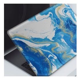 Artikel Abstract Mavi Altın Ebruli Notebook Sticker