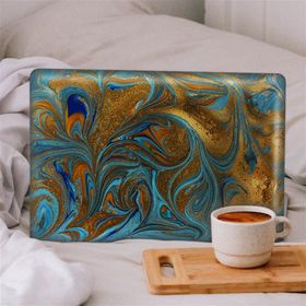 Artikel Altın Mavi Ebruli Notebook Sticker