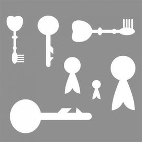 Artikel Anahtarlar-3 30x30 cm Fayans Mobilya Duvar Stencil Boyama Şablonu