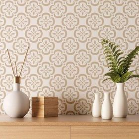 Artikel Çiçekli Karo Desen Stencil Boyama Şablonu 30x30 cm Duvar Stencil