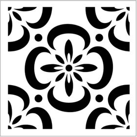 Artikel Çiçekli Karo Desen Stencil Boyama Şablonu 30x30 cm Duvar Stencil