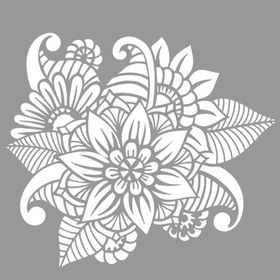 Artikel Floral Doodle 30x30 cm Fayans Duvar Mobilya Stencil Boyama Şablonu