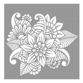 Artikel Floral Doodle 30x30 cm Fayans Duvar Mobilya Stencil Boyama Şablonu