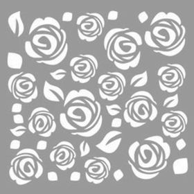 Artikel Güllü Kare 30x30 cm Fayans Duvar Mobilya Stencil Boyama Şablonu