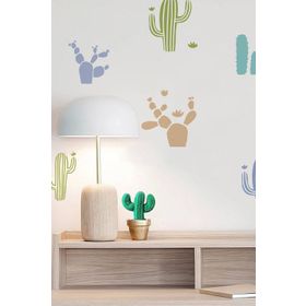 Artikel Kaktüs Çeşitleri 30x30 cm Fayans Duvar Mobilya Stencil Boyama Şablonu
