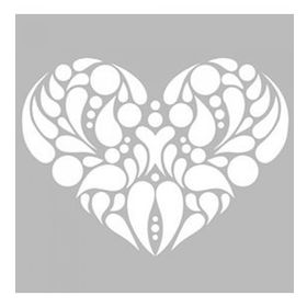 Artikel Kalp Damask 30x30 cm Fayans Duvar Mobilya Stencil Boyama Şablonu