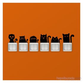 Artikel Kediler 1 Priz Duvar Stickerı