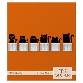Artikel Kediler 1 Priz Duvar Stickerı