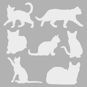 Artikel Kediler 30x30 cm Fayans Duvar Mobilya Stencil Boyama Şablonu