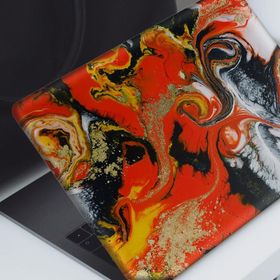 Artikel Kırmızı Siyah Altın Ebruli Notebook Sticker