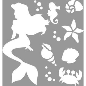 Artikel Küçük Deniz Kızı 30x30 cm Fayans Duvar Mobilya Stencil Boyama Şablonu