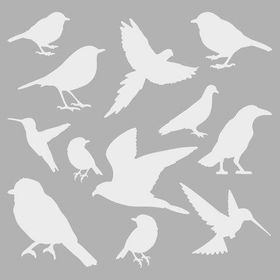 Artikel Kuşlar 30x30 cm Fayans Duvar Mobilya Stencil Boyama Şablonu