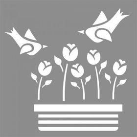 Artikel Laleler ve Kuşlar Stencil Boyama Şablonu