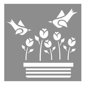 Artikel Laleler ve Kuşlar Stencil Boyama Şablonu