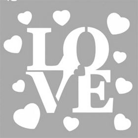 Artikel Love Tipografi 30x30 cm Fayans Duvar Mobilya Stencil Boyama Şablonu