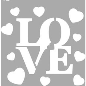Artikel Love Tipografi 30x30 cm Fayans Duvar Mobilya Stencil Boyama Şablonu
