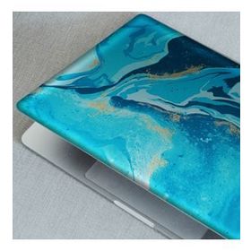 Artikel Mavi Altın Soyut Ebruli Notebook Sticker