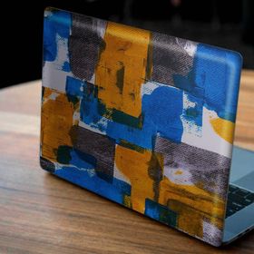 Artikel Mavi Turuncu Fırça Darbeleri Notebook Sticker