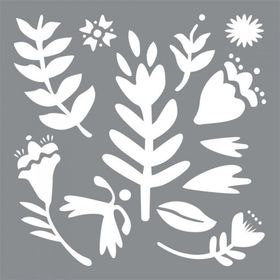 Artikel Nordik Çiçek Motif Stencil Boyama Şablonu 30x30 cm Duvar Stencil