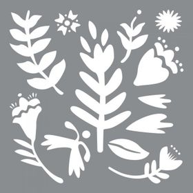 Artikel Nordik Çiçek Motif Stencil Boyama Şablonu 30x30 cm Duvar Stencil