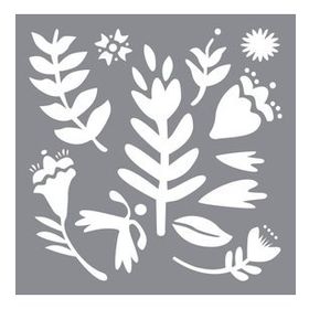 Artikel Nordik Çiçek Motif Stencil Boyama Şablonu 30x30 cm Duvar Stencil