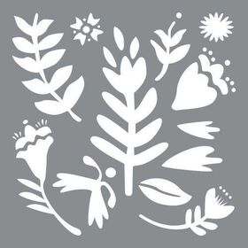 Artikel Nordik Çiçek Motif Stencil Boyama Şablonu 30x30 cm Duvar Stencil