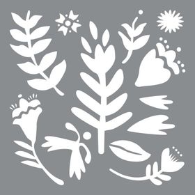 Artikel Nordik Çiçek Motif Stencil Boyama Şablonu 30x30 cm Duvar Stencil