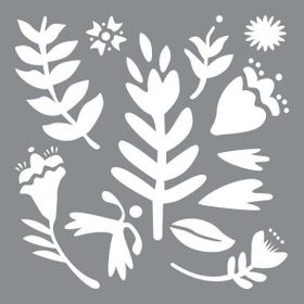 Artikel Nordik Çiçek Motif Stencil Boyama Şablonu 30x30 cm Duvar Stencil