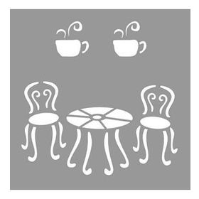 Artikel Paris'te Kafe Stencil Boyama Şablonu 30x30 cm Duvar Stencil