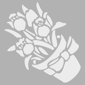 Artikel Saksıda Çiçek 30x30 cm Duvar Fayans Mobilya Stencil Boyama Şablonu