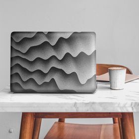 Artikel Siyah Beyaz Dalgalar Desen Notebook Sticker