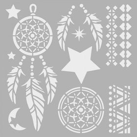 Artikel ST-012 Düş Kapanı Stencil Tasarımı 30x30 cm Kanvas Tablo