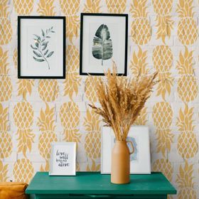 Artikel ST-037 Ananas Stencil Tasarımı 30x30 cm Kanvas Tablo