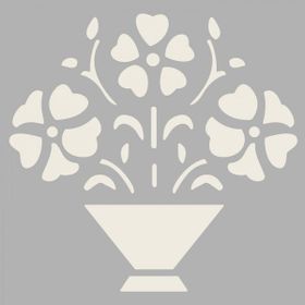 Artikel ST-061 Saksıda Çiçek 3 Stencil Tasarımı 30x30 cm Kanvas Tablo
