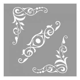 Artikel ST-1081 Köşe ve Orta Desenleri Stencil Tasarımı 30x30 cm Kanvas Tablo