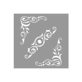 Artikel ST-1081 Köşe ve Orta Desenleri Stencil Tasarımı 30x30 cm Kanvas Tablo