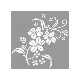 Artikel ST-1084 Plumeria Motifi Stencil Tasarımı 30x30 cm Kanvas Tablo