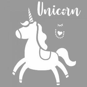 Artikel ST-1086 Kalpli Unicorn Stencil Tasarımı 30x30 cm Kanvas Tablo