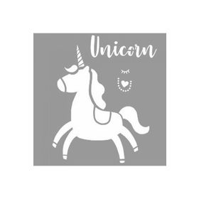 Artikel ST-1086 Kalpli Unicorn Stencil Tasarımı 30x30 cm Kanvas Tablo
