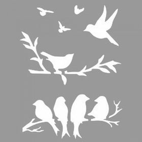 Artikel ST-1088 Dalda Kargalar Stencil Tasarımı 30x30 cm Kanvas Tablo