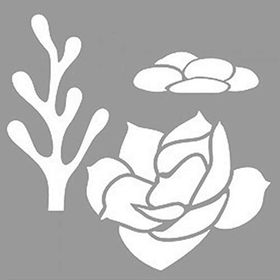 Artikel ST-1098 Mercan ve Sukulentler Stencil Tasarımı 30x30 cm Kanvas Tablo