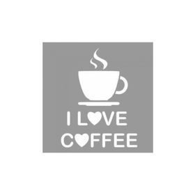 Artikel ST-1113 I Love Coffee Stencil Tasarımı 30x30 cm Kanvas Tablo