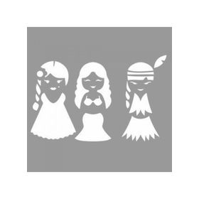 Artikel ST-1135 Yerli Kızlar Stencil Tasarımı 30x30 cm Kanvas Tablo