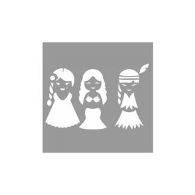 Artikel ST-1135 Yerli Kızlar Stencil Tasarımı 30x30 cm Kanvas Tablo