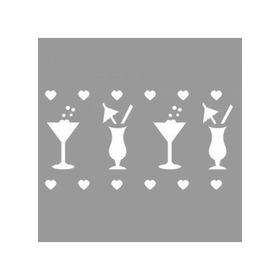 Artikel ST-1136 Kokteyller Stencil Tasarımı 30x30 cm Kanvas Tablo