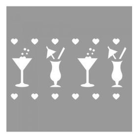 Artikel ST-1136 Kokteyller Stencil Tasarımı 30x30 cm Kanvas Tablo