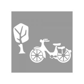 Artikel ST-1141 Ağaç ve Motorsiklet Stencil Tasarımı 30x30 cm Kanvas Tablo