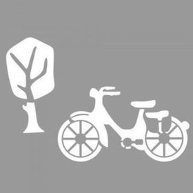 Artikel ST-1141 Ağaç ve Motorsiklet Stencil Tasarımı 30x30 cm Kanvas Tablo