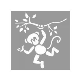 Artikel ST-1152 Dalda Sallanan Maymun Stencil Tasarımı 30x30 cm Kanvas Tablo